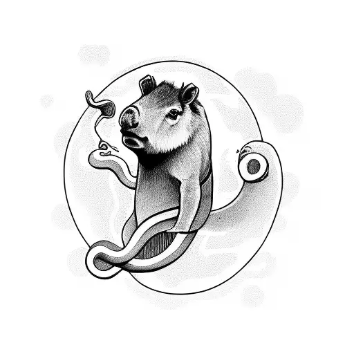 Cowboy Capybara Riding A Snake