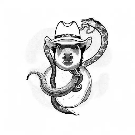 Cowboy Capybara Riding A Snake