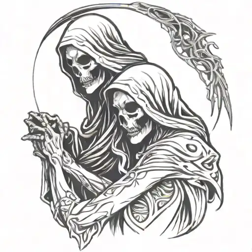 Reaper Holding Woman Head