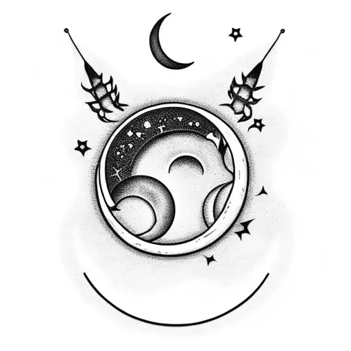 Crescent Moon With Firefly And Heart