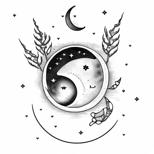 Crescent Moon With Firefly And Heart