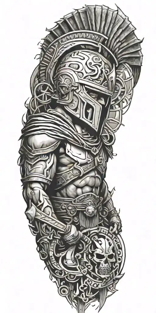 Spartan Theme Full Sleeve Featuring A Collage