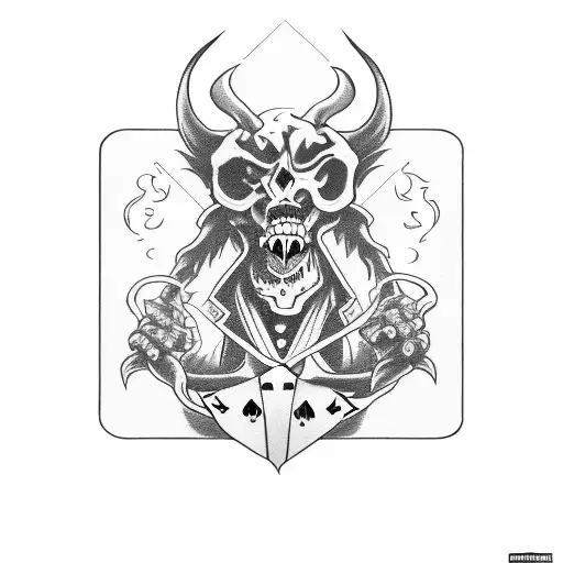 Biker Demon Holding A Playing Card With Ace Demon