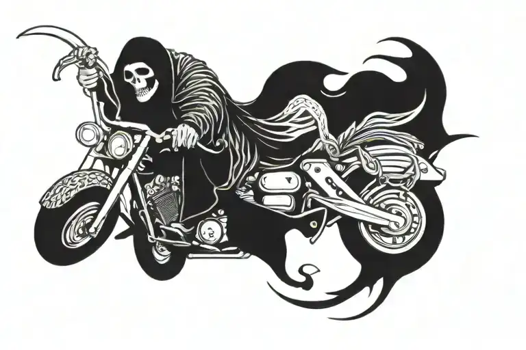 Grim Reaper Riding A Harley
