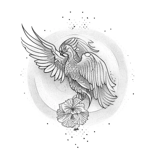 Phoenix With Hibiscus