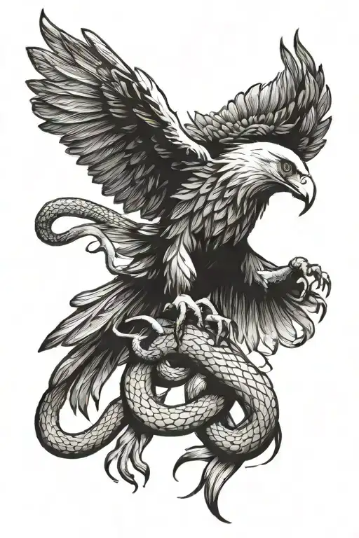 Eagle With A Snake In Its Paws