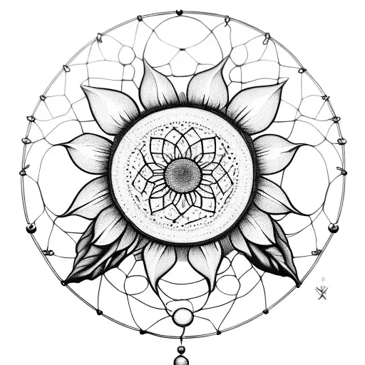 Sunflower Dream Catcher With String Of Pearls