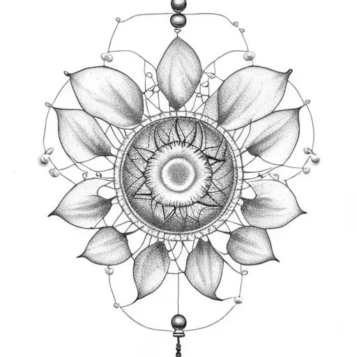 Sunflower Dream Catcher With String Of Pearls