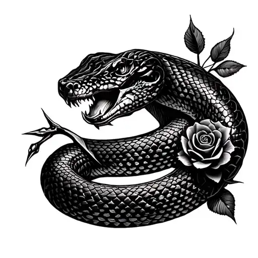 Snake With Roses With Thorns