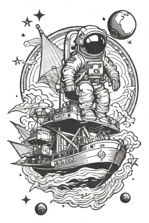 Astronaut Riding Ship