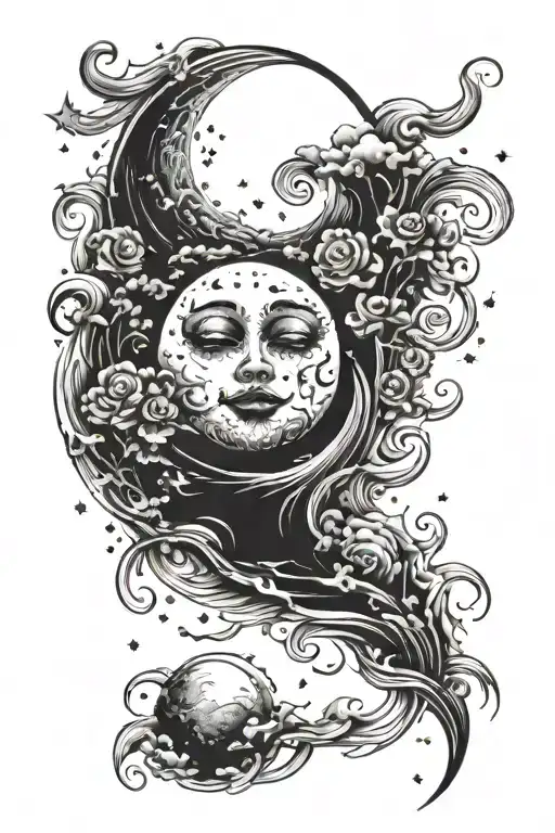 Moon With The Phrase 'The Moon Taught Me There Is Beauty In Darkness Too'