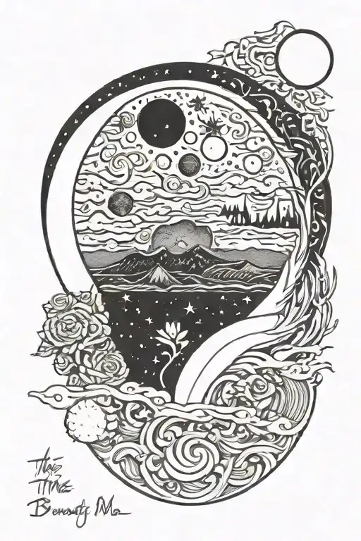 The Moon With The Phrase 'The Moon Taught Me There Is Beauty In Darkness Too'