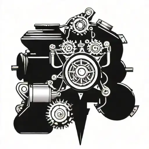 Motorcyle Engine With Wind Rose