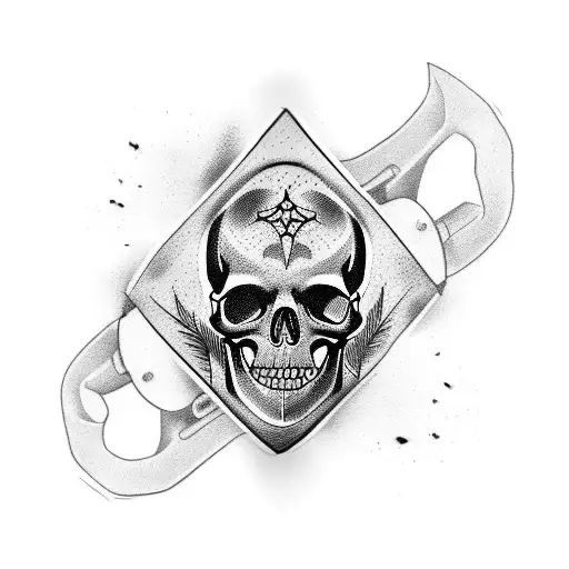 Create A Tattoo Featuring A Skull Wearing A Surgical Mask And Holding A Skateboard