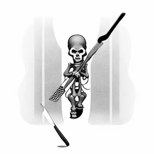 Grim Reaper Holding A Skateboard With Surgical Tools As The Wheels