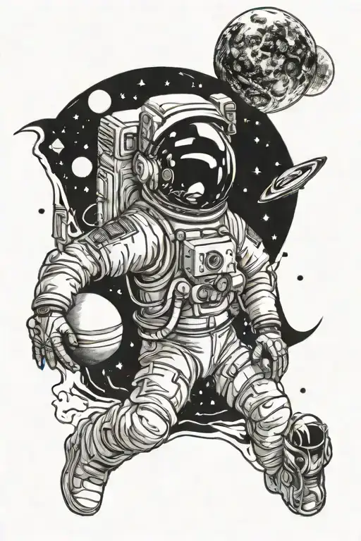 Astronaut And Planets