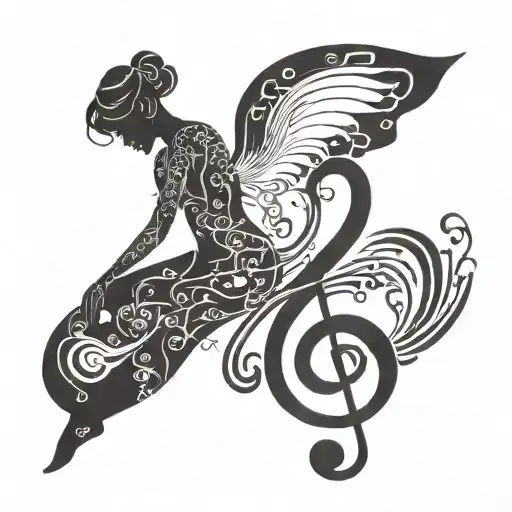 Combine A Dancer's Silhouette With A Treble Clef Symbol