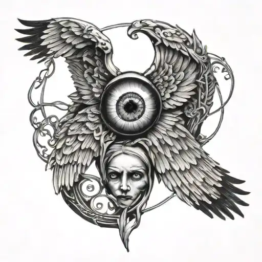 Creepy Eyeball Seraphim Angel Wings