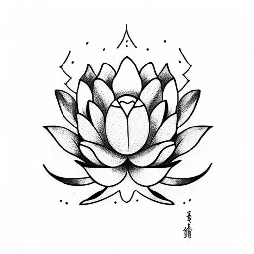 Lotus Flower In Stormy Water