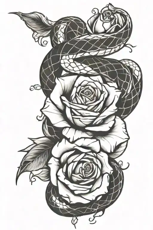 Snake Wrapped Rose Intertwined