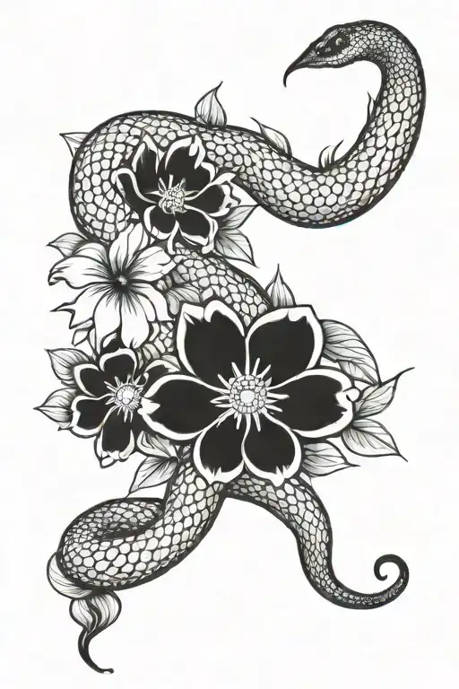 Snake And Flowers