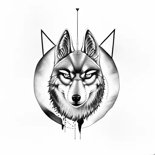 Anubis With A Wolf Like Her Pet