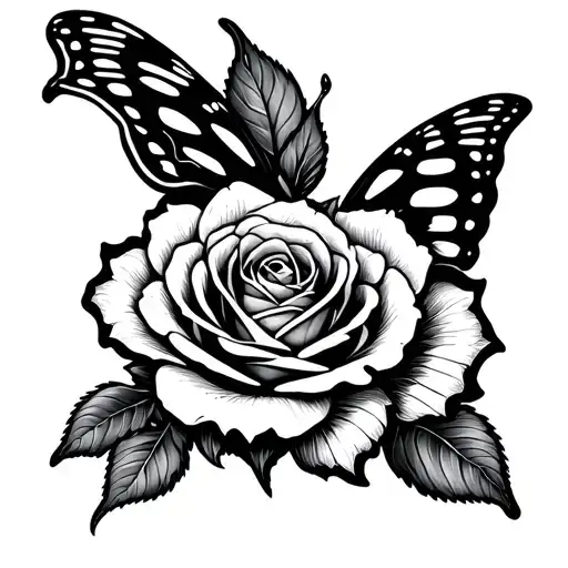 A Butterfly Transforming Into A Rose Symbolizing Growth And Transformation
