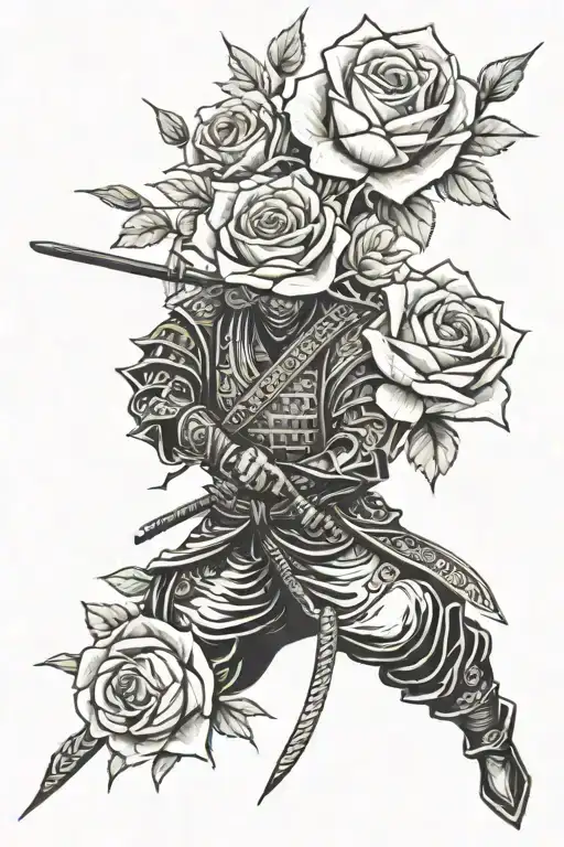 Some Roses With A Samurai In The Middle