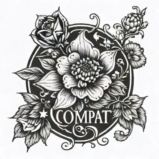 Tatto With Word Compati And Flowers