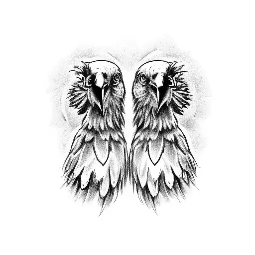 Two Headed Raven With Eye In The Middle Of The Raven's