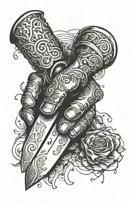 A Hand Made Of Black Substance Holds A Knife