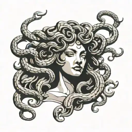 Ancient Medusa Head Beautiful Woman Tattoo