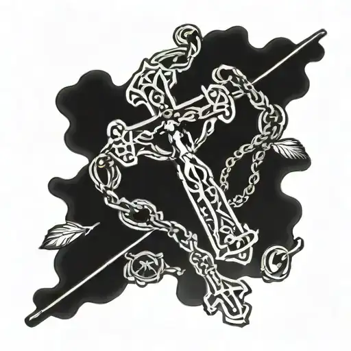 Holycross With Rosary Hanging