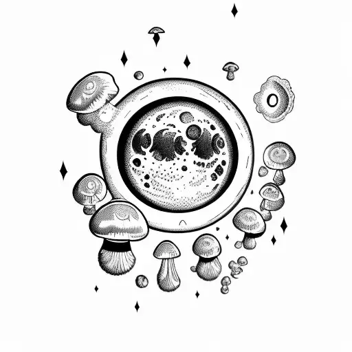 A Moon From Which Crater-like Mushrooms Are Emerging