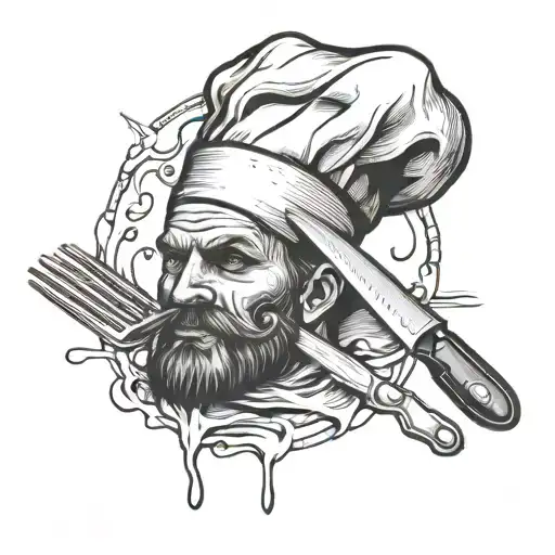 Chef Hat With Knife And Fork