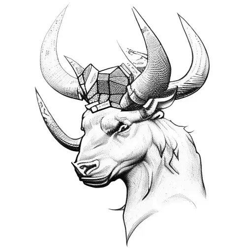 Minotaur With Dice And Axe Tattoo