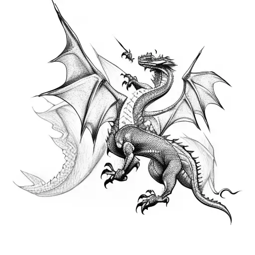 A Majestic Dragon Flying Over A Trekking Trail