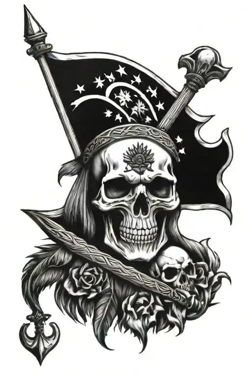 Indian Skull Sickle Death Dog Flag Of Venezuela Tattoo