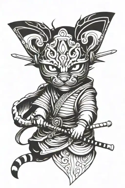 Cat Samurai Warrior Anbu Mask