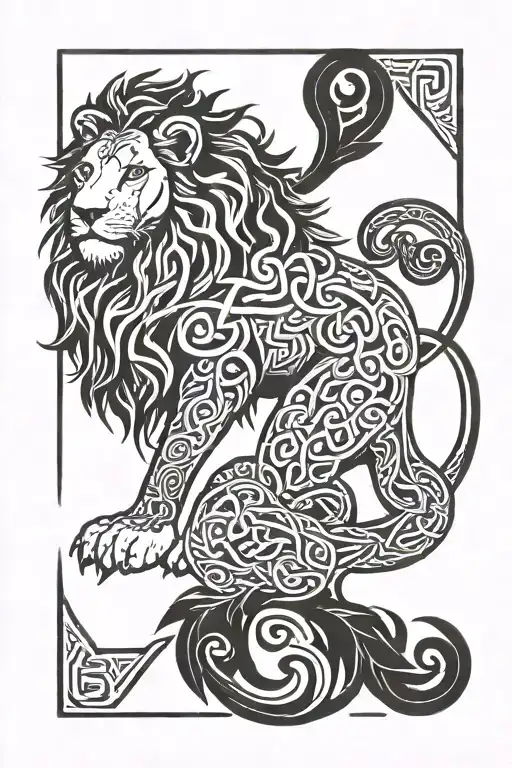 Lion And Celtic Motifs