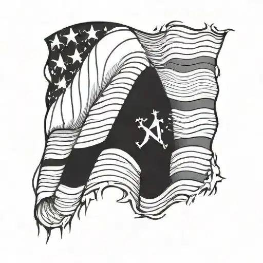 Black And White Rippled American Flag