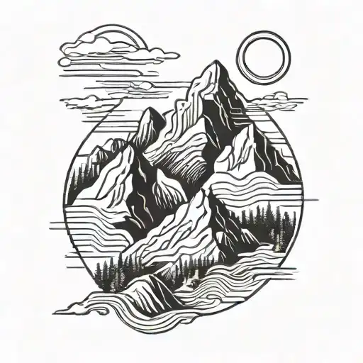 A Minimalist Mountain Range Tattoo With Hidden Celtic Symbols Within The Peaks