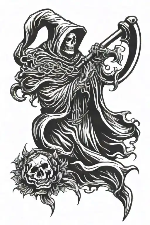 Grim Reaper Holding Word