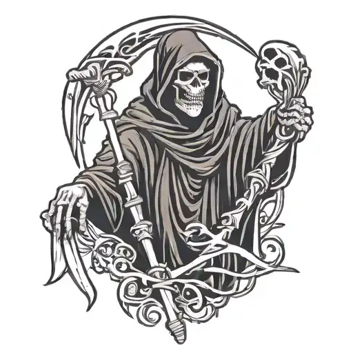 Grim Reaper Holding Word