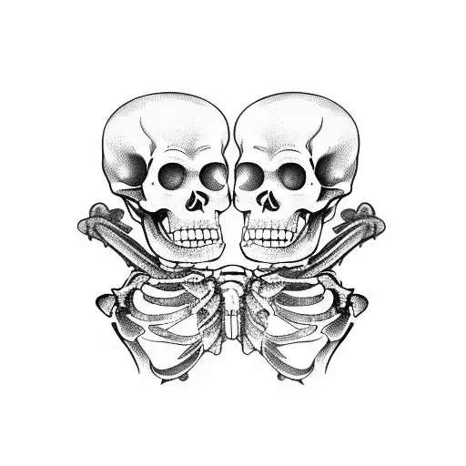 Two Skeletons Making A Circle With Their Bodys