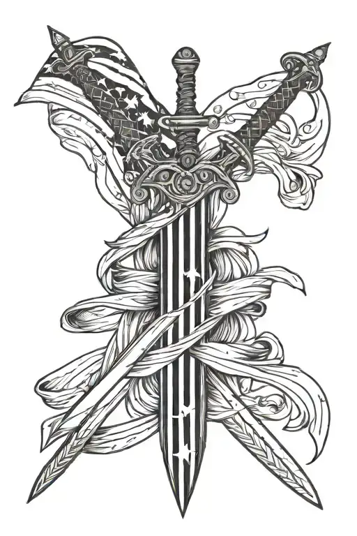 Sword Wrapped In American Flag