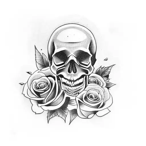 A Tattoo Of A Skull And Roses Full Arm