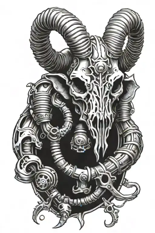 Aries Ram Skull And Horns Rebreather Diver For Knuckle