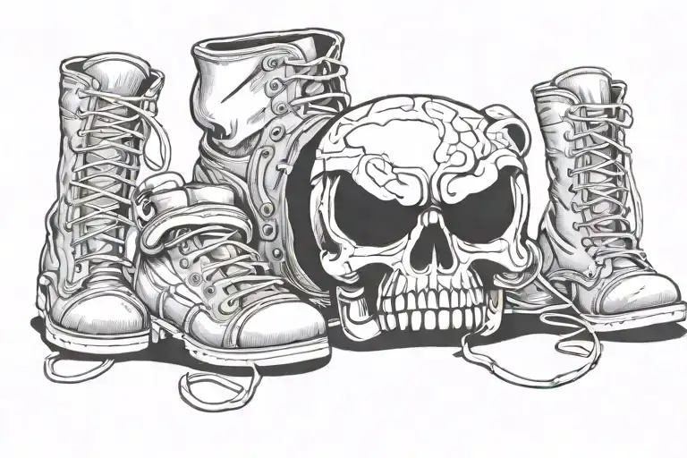 A Skull With Boxing Gloves And Wrestling Boots