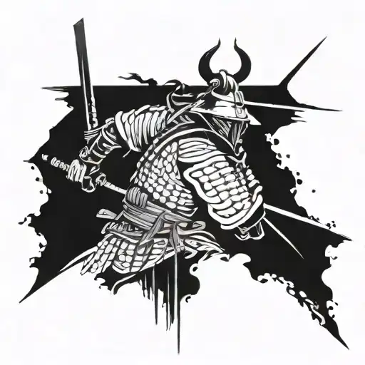 Ronin Samurai With Matrix Symbols Going